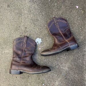 Ariat Brown Leather Western Ankle Boots